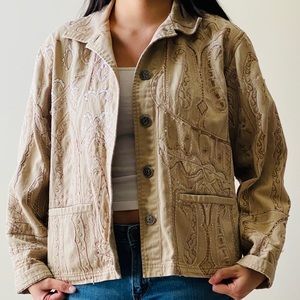 Paisley Embroidered Khaki Jacket
